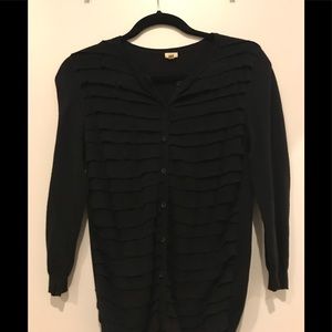 Jcrew Ruffled Black Cardigan